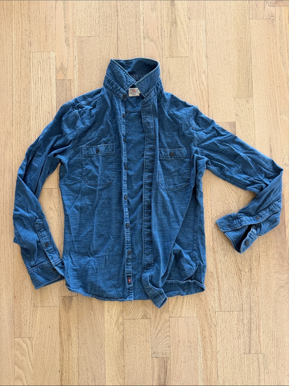 Faherty Indigo Button-Down Workshirt - Picture 3 of 5